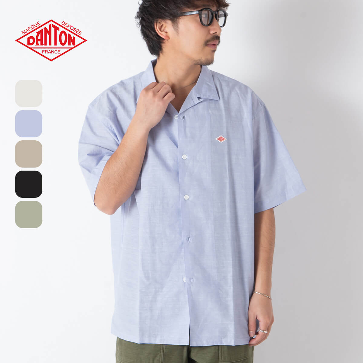 DANTON コットン リネン スラブ ショートスリーブ ロング シャツ DANTON コットン リネン スラブ スリーブレスシャツ , Black – Navyblue