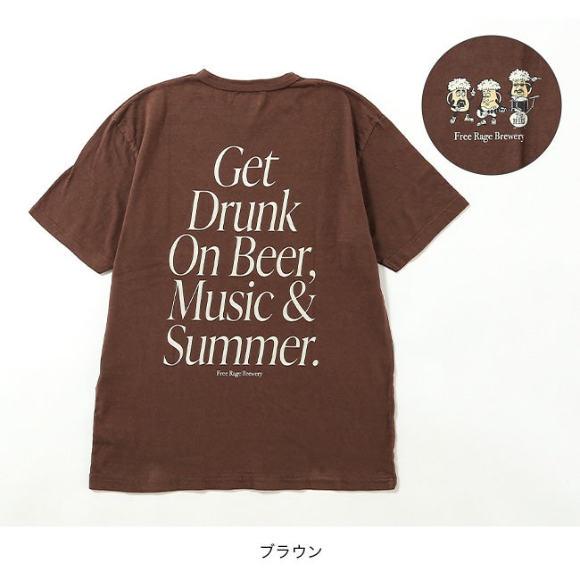 GOOD GETTING Music Common Tシャツ ブラウン XL free rage フリーレイジ リサイクルコットンTee(ゲット ドランク