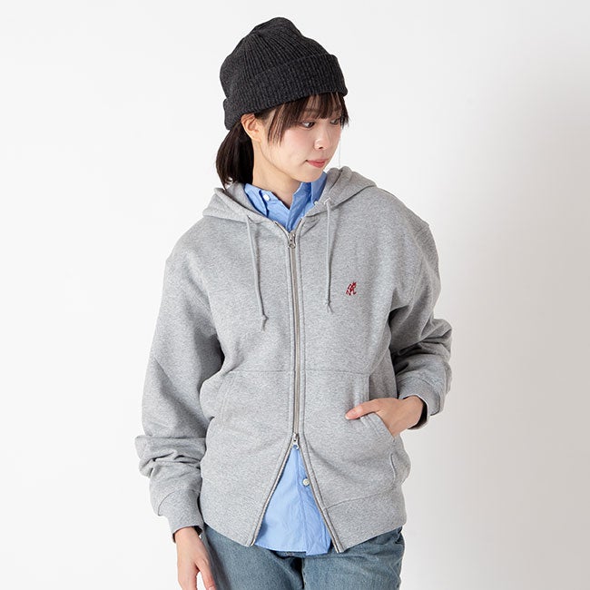 GRAMICCI グラミチ ワンポイントジップフーデッドスウェットシャツ